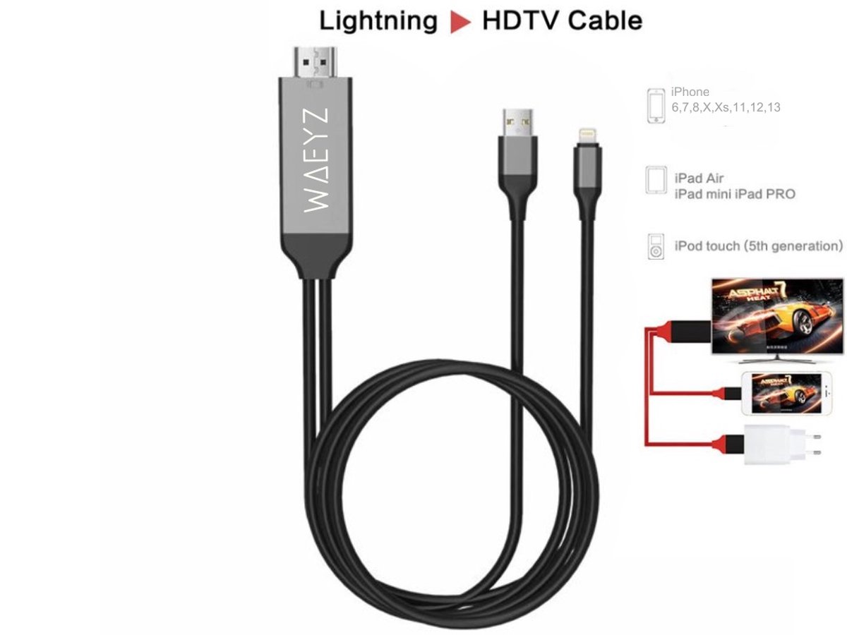 Adaptateur AV Numérique Lightning vers HDMI pour iPad / iPhone 6/7/8 / Plus  / X / XS / XR - Adaptateur et convertisseur - Achat & prix