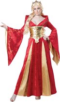 CALIFORNIA COSTUMES - Goudkleurig en rood middeleeuws koningin kostuum voor dames - L (42/44)
