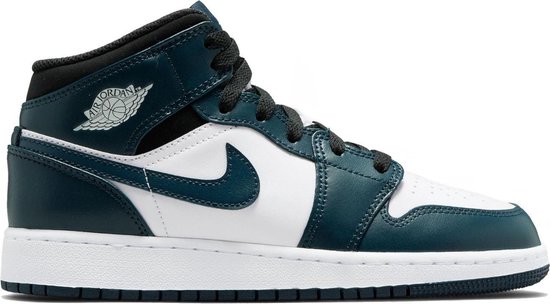 Nike Air Jordan 1 Mid (GS), Amory Navy/White/-Black, Mid teal, 554725 411,  EUR 38.5 | bol.com