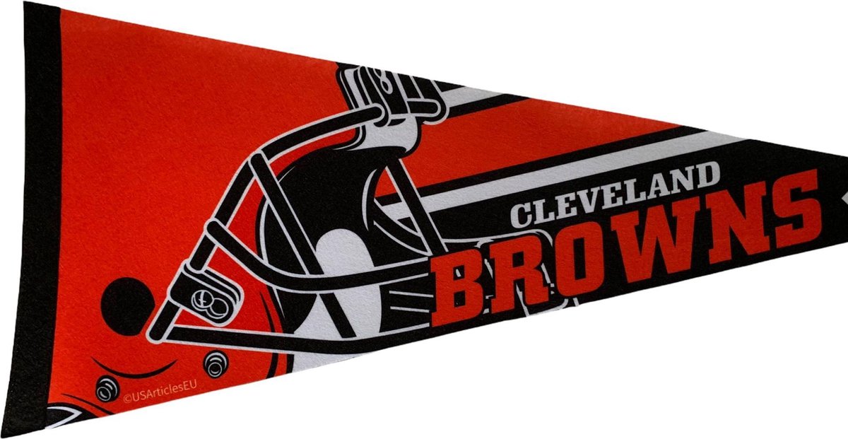 USArticlesEU - Cleveland Browns - NFL - Vaantje - American Football - Sportvaantje - Wimpel - Vlag - Pennant - Bruin/Oranje/Wit - 31 x 72 cm
