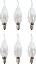Philips - Tipkaars - Gloeilamp - 25Watt - E14 Fitting - Kaars met Tip - Helder - Deco - Bended - Dimbaar - Kleine Fitting - 25W - (6 STUKS)