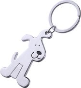 Sleutelhanger tashanger zilverkleurig metalen hondje 6 cm