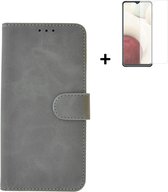 Hoesje Samsung Galaxy A03s - Screenprotector Samsung Galaxy A03s - Wallet Bookcase Grijs + Screenprotector