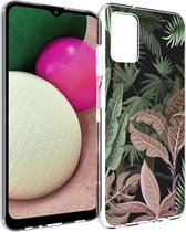 iMoshion Hoesje Geschikt voor Samsung Galaxy A03s Hoesje Siliconen - iMoshion Design hoesje - Groen / Roze / Dark Jungle