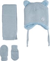 Kitti 3-Delig Winter Set | Muts met Fleecevoering - Sjaal - Handschoenen | 0-18 Maanden Baby Jongens | Beer-01 (K2150-06)