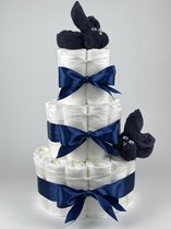 Chouette-Chouette | Luiertaart Jongen | Kraamcadeau | Geboorte | Babyshower | Konijnen Navy - donker Blauw