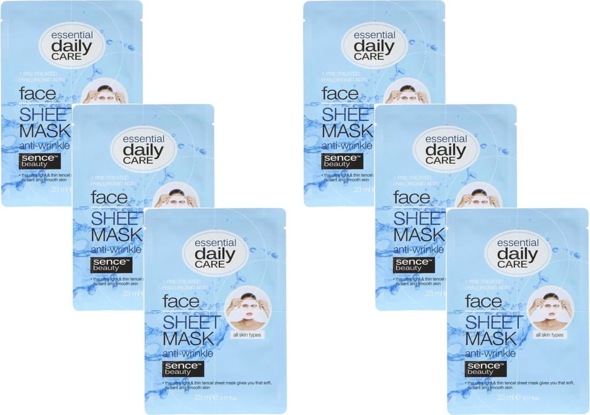 SenceBeauty - Face sheet mask - Deep hydration & Skin Protection - 23ml - 6 stuks