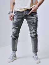 212 by XWAY JEANS j-4143 - HEREN JEANS MET SCHEUREN- SPIJKERBROEK - SLIM FIT - PREMIUM STREET FASHION - GRIJS