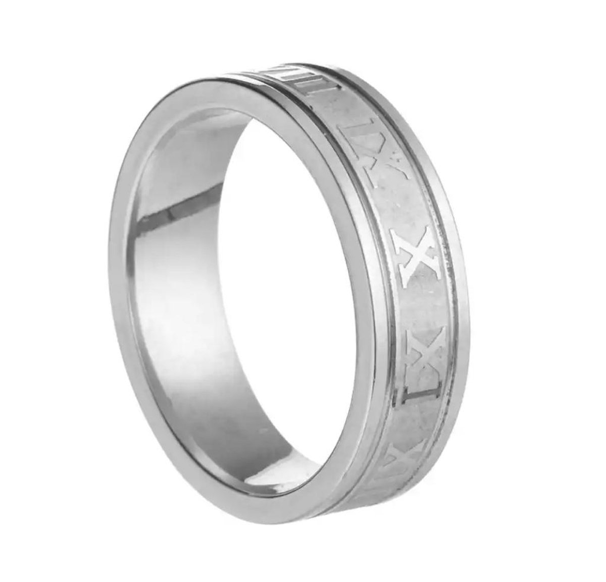 Roman Ring | Zilverkleurig | Ringen Mannen | 21mm | Ring Heren | Cadeau voor Man | Mannen Cadeautjes |