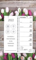 MGPcards - Omleg-weekkalender 2022 - Week begint op Zondag - Tulpen - Roze