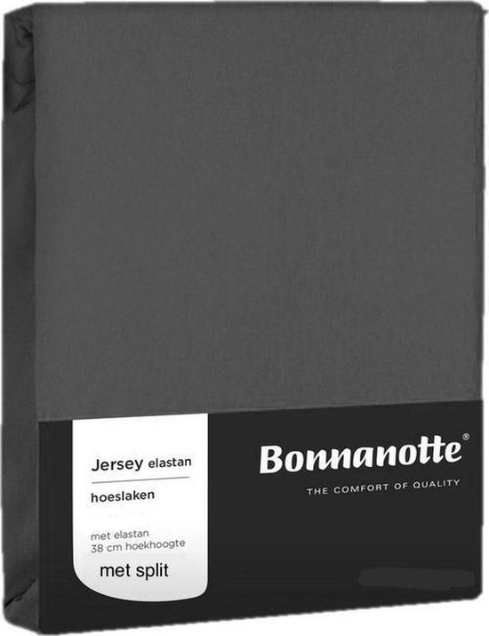 Bonnanotte - Hoeslaken - Split - Jersey - 180x200/210 - donker grijs