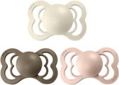 BIBS Supreme Fopspeen | Bundel set 3 stuks | T2 | Maat 2 | 6-18 maanden | Latex | Blush, Dark Oak, Ivory| Natuurrubber