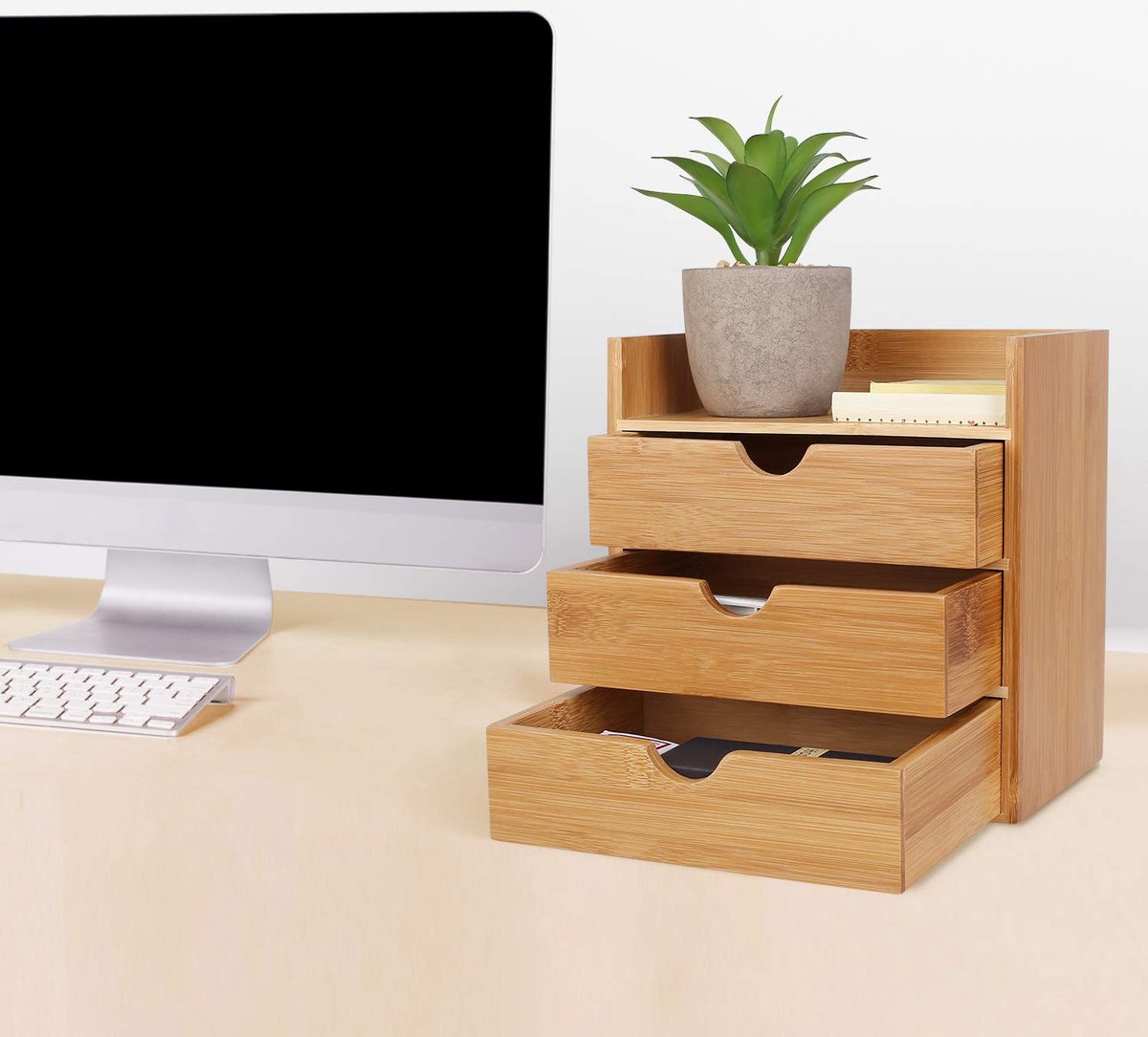 Bureau organizer bamboe en MDF met 3 lades