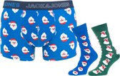 Jack & Jones manoso giftbox 3P boxer & socks blauw - M