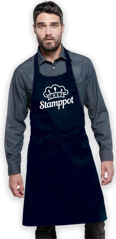 Chef Stamppot - Tablier de cuisine - Tablier de cuisine - Cadeau de Noël - Pour Sinterklaas - Femmes Hommes - Marine - Donkey Designs