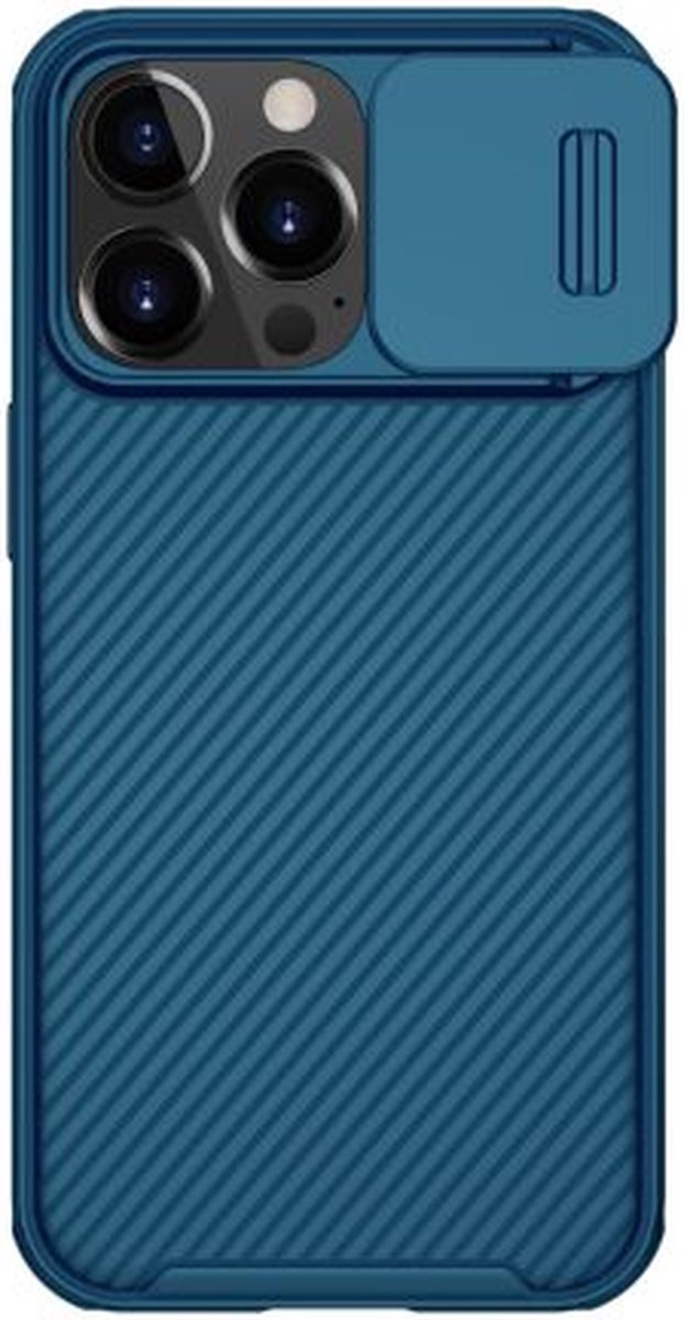 Geschikt voor CamShield Apple iPhone 13 Pro Hoesje met Camera Slider Blauw