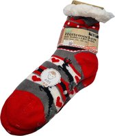 Huissokken  | Kerstsokken |Huissokken | Huissokken Dames Anti Slip | Rendier en sneeuw Rood | Pantoffels dames | Sokken Dames | One size| Rood/Grijs/wit