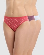 Dim Les Pockets Slips - Onderbroeken- Katoen -Dames - 3 Stuks- Maat 34/36 - Paars/Blauw/Rood