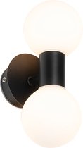 QAZQA cederic - Moderne Wandlamp Up Down voor binnen voor badkamer - 2 lichts - D 113 mm - Zwart -