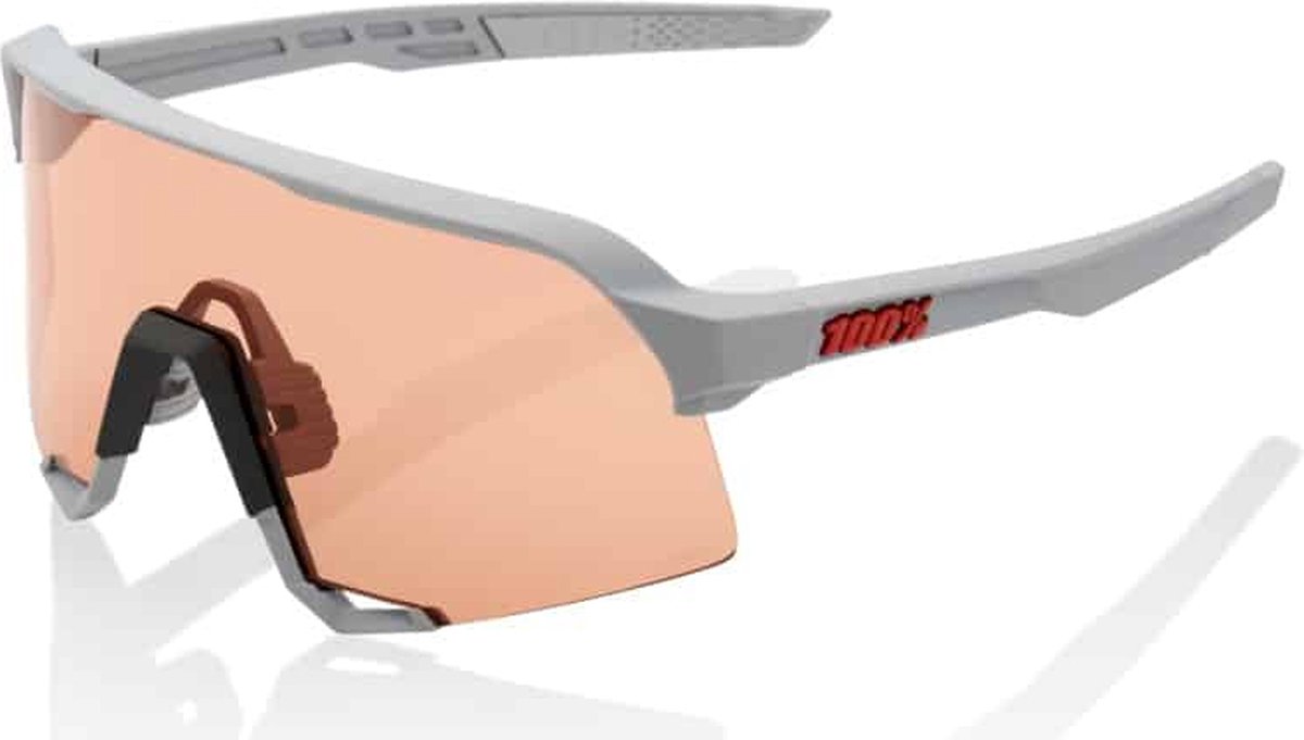 100% S3 Fietsbril - Soft Tact Stone Grey - Hiper Coral Lens