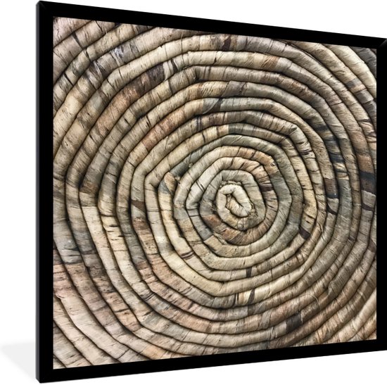 Poster in lijst - Fotolijst 40x40 cm - Posters - Cirkel - Riet - Mand - Posterlijst zwart - Decoratie - Wanddecoratie woonkamer - Muurdecoratie slaapkamer