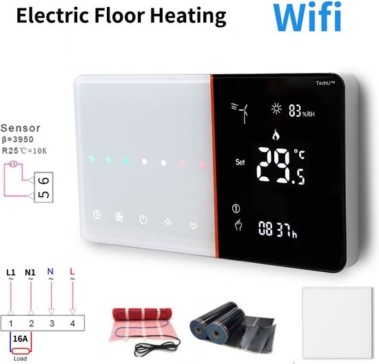 TechU™ Smart Thermostat Ease Chauffage par le sol électrique - Wit -  Application... | bol.com