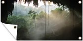 Wanddecoratie buiten Uitzicht vanuit grot in Borneo - 160x80 cm - Tuindoek - Buitenposter