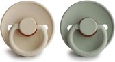 FRIGG | Fopspeen Duo | T2 | 6-18 maanden | Classic | Natuurrubber | Sage + Sandstone |