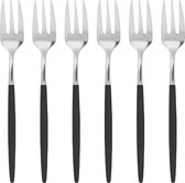 House of Husk® Zwart Zilver Dessertvorken - Taartvorkjes - Gebaksvorkjes - RVS - Cocktailvorken - 6 Stuks