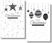 40 Kerstkaarten - Folie - Witte envelop - 10,5 x 16 cm - 2 motieven