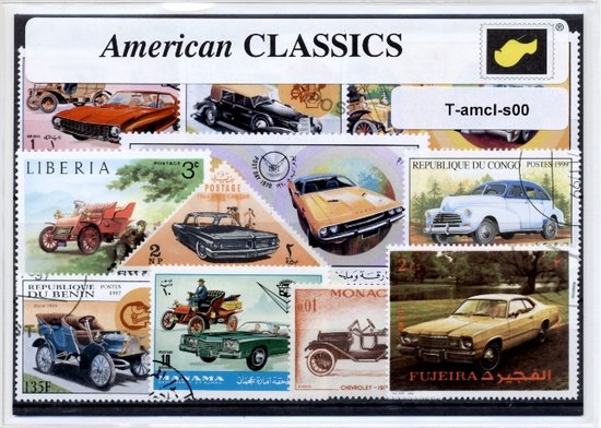 Afbeelding van het spel Amerikaanse auto's – Luxe postzegel pakket (A6 formaat) : collectie van verschillende postzegels van Amerikaanse auto's – kan als ansichtkaart in een A6 envelop - authentiek cadeau - kado - geschenk - kaart - USA - VS - Cars - Ford - Mustang