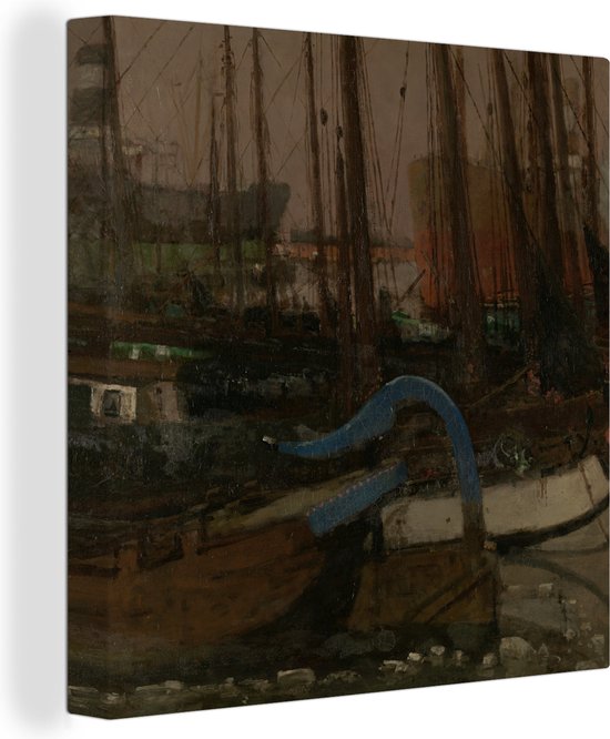 Canvas Schilderij Schepen in het ijs - Schilderij van George Hendrik Breitner - Wanddecoratie