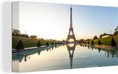 Canvas Schilderij Parijs - Eiffeltoren - Water - 80x40 cm - Wanddecoratie