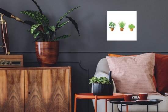 Sticker Muursticker Plantes' aquarelle - Pots de fleurs illustration aquarelle - 30x30 cm - feuille autocollante - sticker mural repositionnable