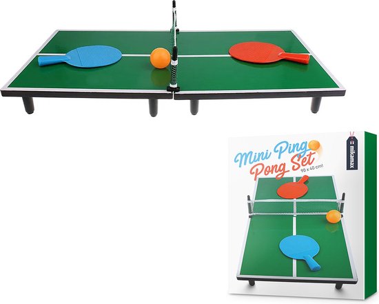 MikaMax Mini Ping Pong Tafel – Mini Tafeltennistafel – Complete Set - 90 x  40 cm | bol.com