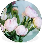 WallCircle - Cercle mural - Cercle mural - Bourgeons de pivoines roses dans un vase - Aluminium - Dibond - 120x120 cm - Intérieur et Extérieur XXL