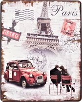 2D vintage metalen bord "Paris" 20x25cm