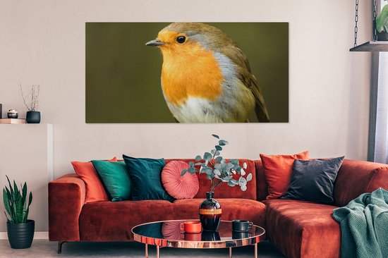 Tableau sur Toile Robin - Branche - Printemps - 160x80 cm - Décoration murale