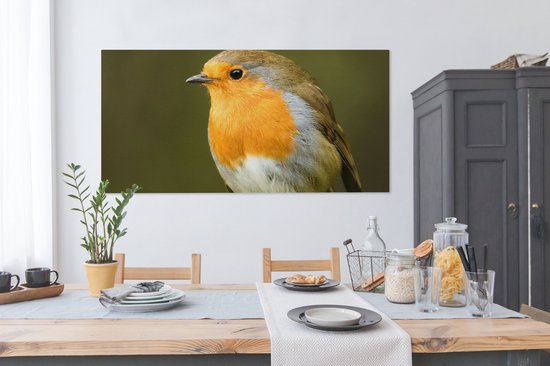 Tableau sur Toile Robin - Branche - Printemps - 160x80 cm - Décoration murale