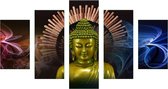 Diamond Painting Pakket - 5 Losse Delen - Boeddha met Stralenkrans - 150x90 cm - Complete Set - Volledige Bedekking - Ronde Steentjes