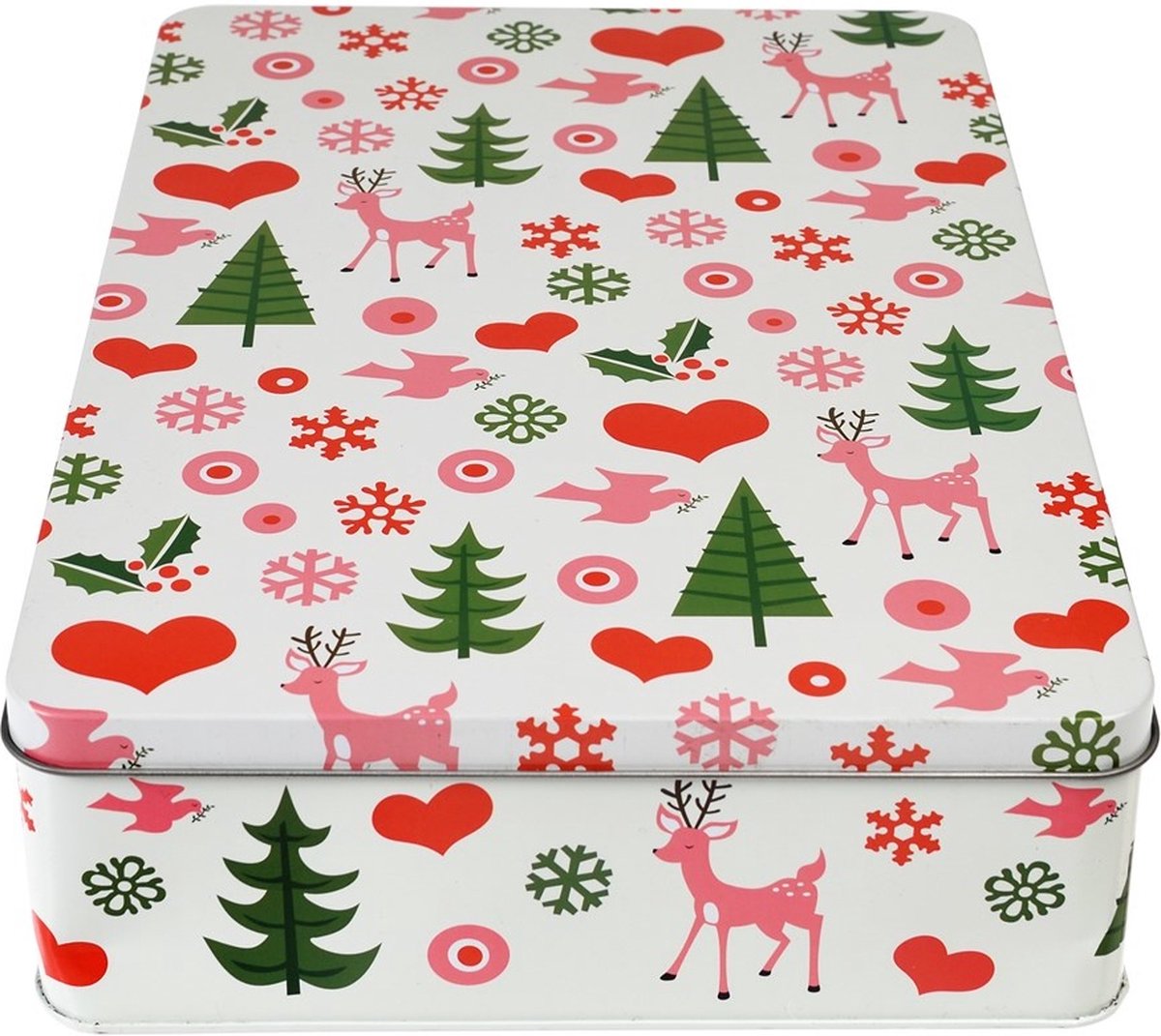 Rex London - Koekblik - Tin Square 50's Christmas - meerkleurig: roze-wit-zwart-groen-rood