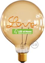 LEDatHOME - LED Gouden Gloeilamp voor rechtopstaande lamp - Globe G125 Single Filament "Love" - 5W E27 Decoratieve Vintage 2000K