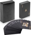 Afbeelding van het spelletje Qualux Speelkaarten | Kaarten | Luxe Pokerkaarten | Speelkaarten Waterdicht | Pokerkaarten | Kaartspel | Zwart | Goud