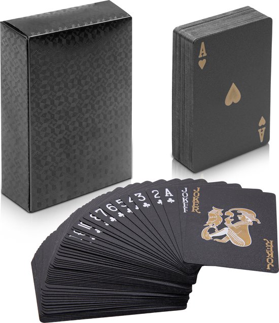 Qualux Speelkaarten | Kaarten | Luxe Pokerkaarten | Speelkaarten Waterdicht | Pokerkaarten | Kaartspel | Zwart | Goud