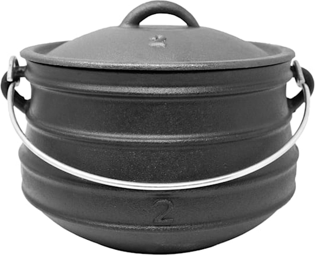 Klarstein Beefalo Potjie kookpot - voor gebruik op haarden of op de bbq - maat M - gietijzer - rond deksel - 6 liter