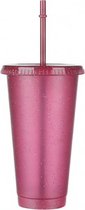 Glittergear Glitter beker - 700ml - Feest - Drinken - Veilige party cup - Deksel - Paars