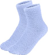 Fluffy Sokken Dames - Blauw - One Size maat 36-41 - Huissokken - Badstof - Dikke Wintersokken - Cadeau voor haar - Housewarming - Verjaardag - Vrouw