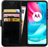 Rosso Element Book Case Wallet Hoesje Geschikt voor Motorola Moto G60s | Portemonnee | 3 Pasjes | Magneetsluiting | Stand Functie | Zwart