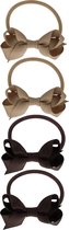 Basic haarelastiekjes met strik - latte brown | Bruin | Baby