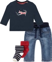 Noppies kledingset (4delig) Jeans met shirt met vliegtuig en sokjes  -Maat 56